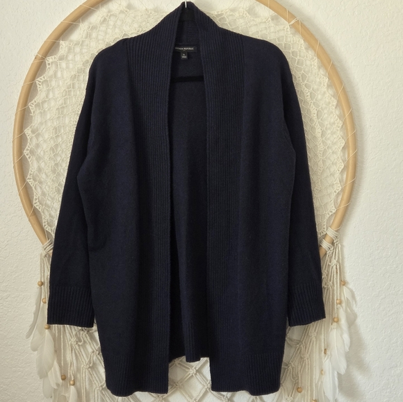Banana Republc Wool Blend Navy Open Front Preppy Oversized Cardigan Sweater S - Picture 8 of 8